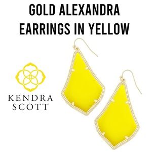 KENDRA SCOTT GOLD ALEXANDRA GLASS YELLOW EARRINGS LSU GAME DAY BOLD BRIGHT NWOT